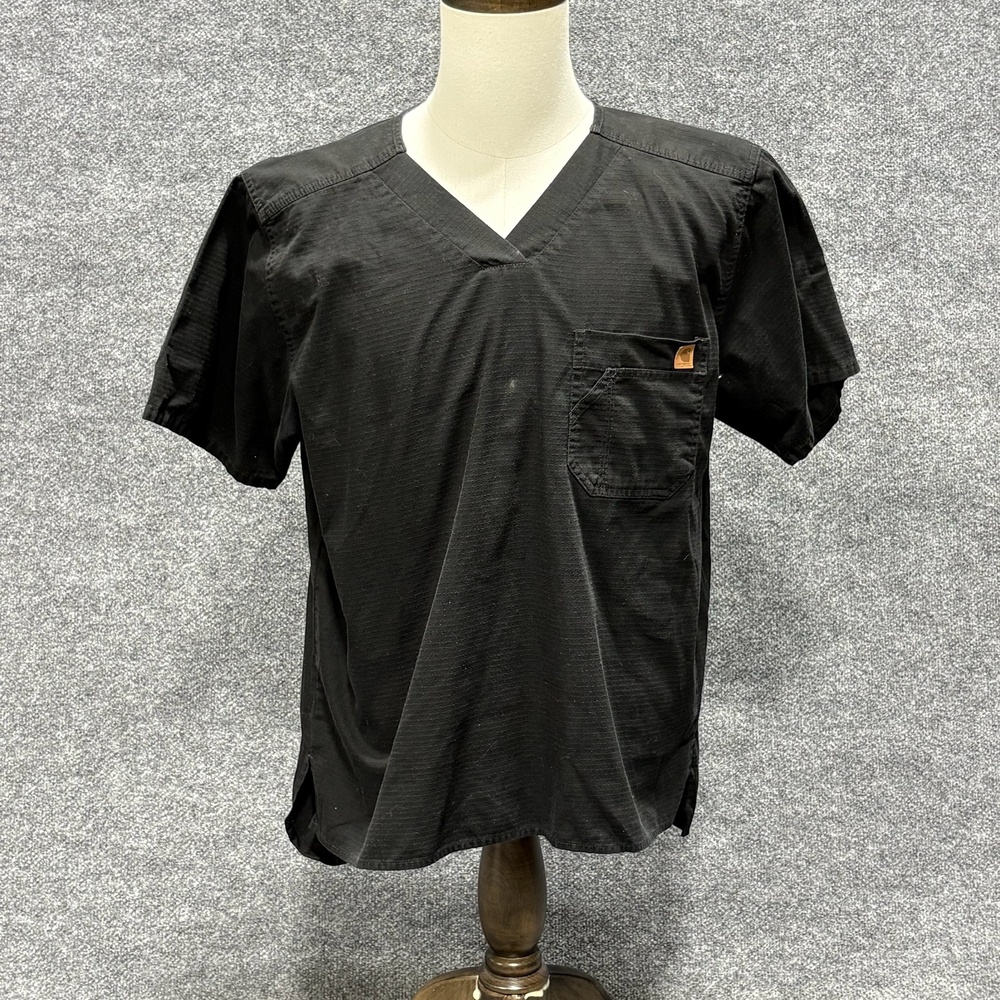 Carhartt Shirt Mens M Black V Neck Pocket Workwear Cotton Blend Tagless Tee